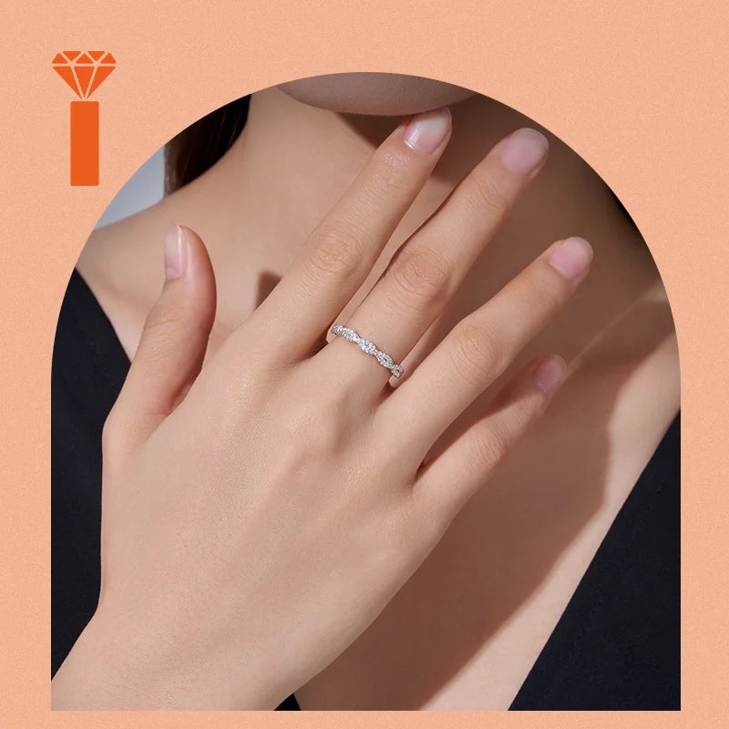 Bulk Order Twisted Infinity Moissanite Ring with Micro-Pave Stones and Polished Silver Band S925 Sterling Silver Gift Ring
