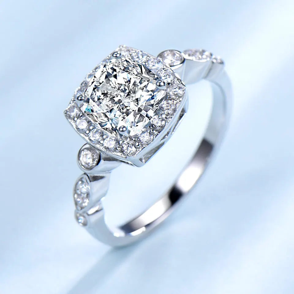 925 Silver Amethyst Halo Ring – Unisex Gift Band