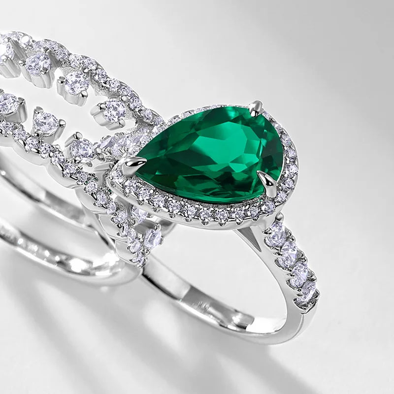 Dainty Lab-Grown Emerald Ring in 925 Sterling Silver, Everyday Fine Jewelry