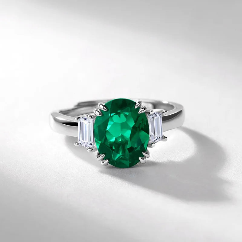 Lab-Grown Emerald Ring for Women, Wedding & Engagement Jewelry