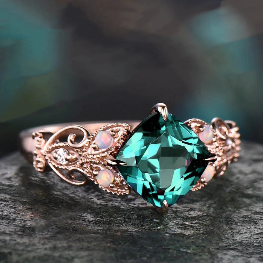 Topgemco Oval-Cut Lab-Grown Emerald & Diamond Engagement Ring in 18K Gold