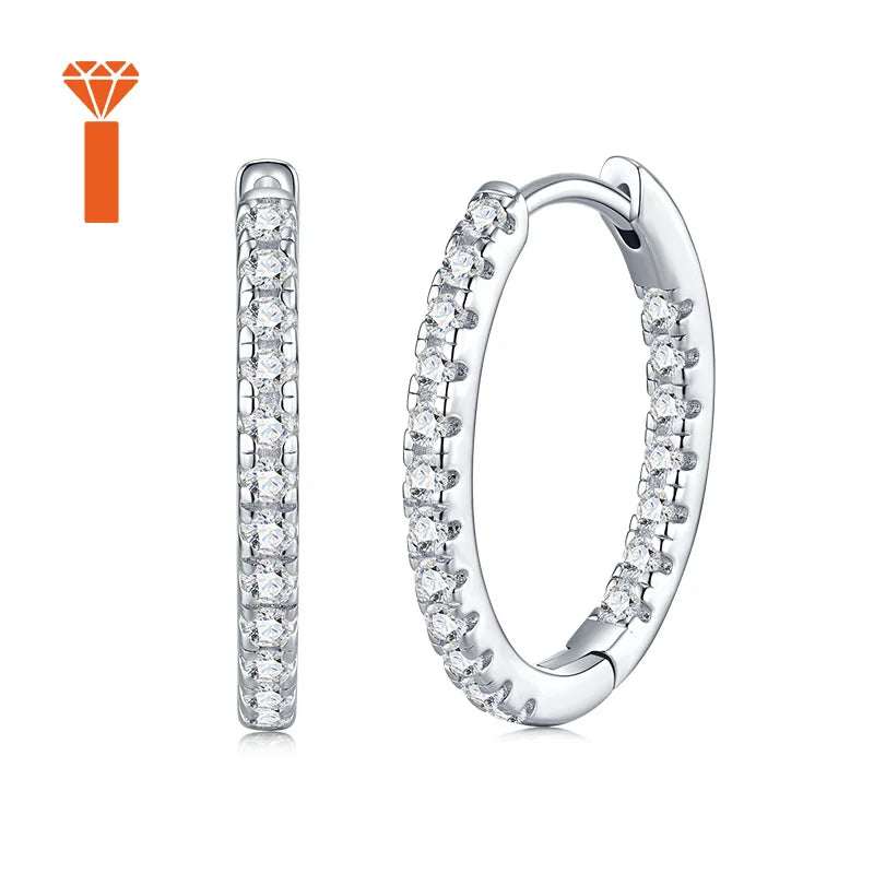 2026 Factory Price Hot Sale Continuous Pave Huggie Moissanite Statement Earrings Everyday Wear High Shine Moissanite Earrings