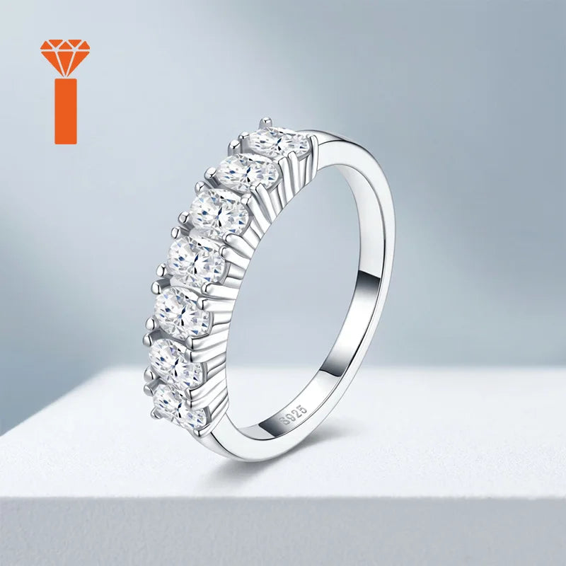 3*4 MM 0.25CT Oval  Cut Prong-Set Half Eternity S925 Sterling Silver Moissanite Ban Women for Daily Luxury Band Wedding Ring