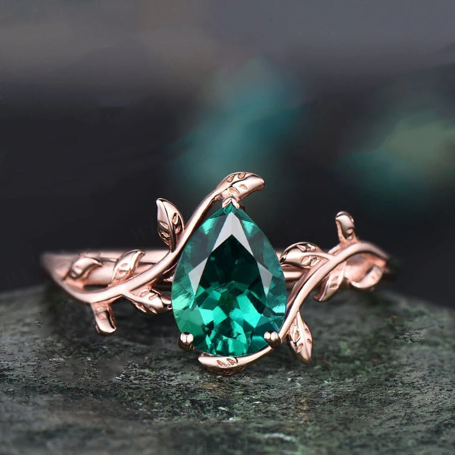 Topgemco Oval-Cut Lab-Grown Emerald & Diamond Engagement Ring in 18K Gold