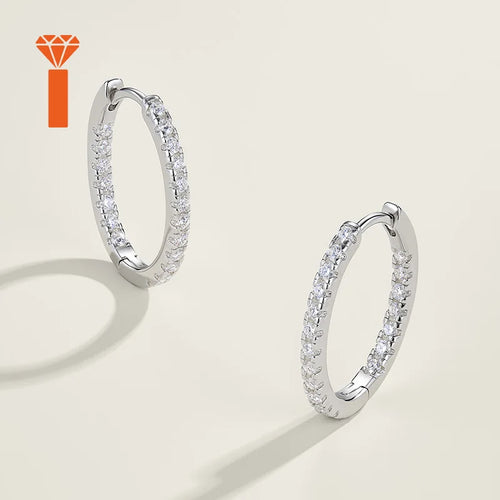 2026 Factory Price Hot Sale Continuous Pave Huggie Moissanite Statement Earrings Everyday Wear High Shine Moissanite Earrings