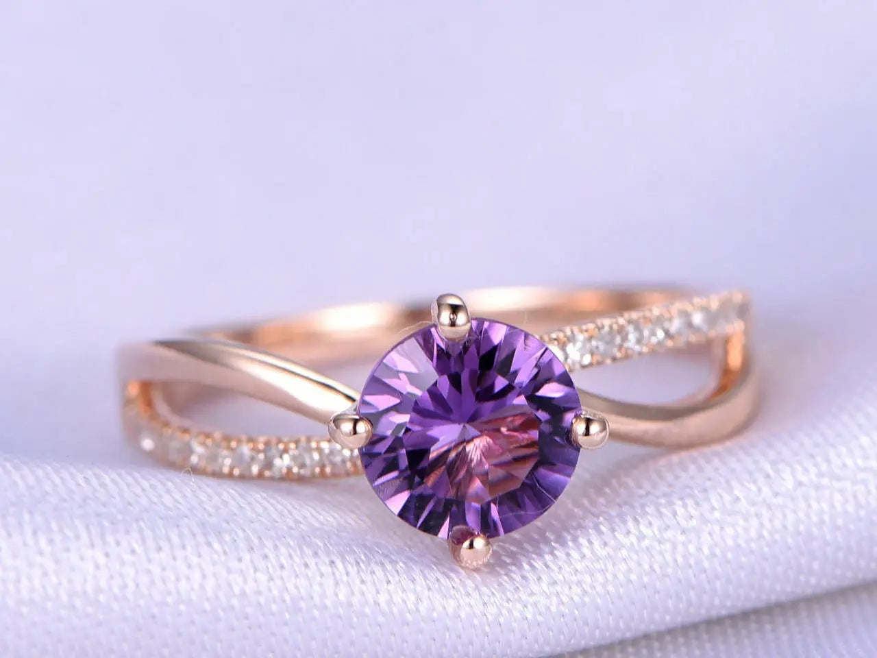 2CT Trillion-Cut Alexandrite & Oval Diamond Ring in 14K White Gold