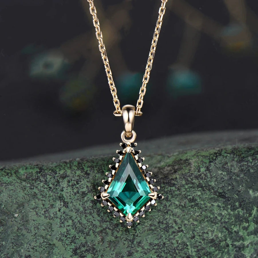 Topgemco Oval-Cut Lab-Grown Emerald & Diamond Engagement Ring in 18K Gold