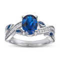 Oval Sapphire-Blue Zircon Party Ring Set – 925 Sterling Silver
