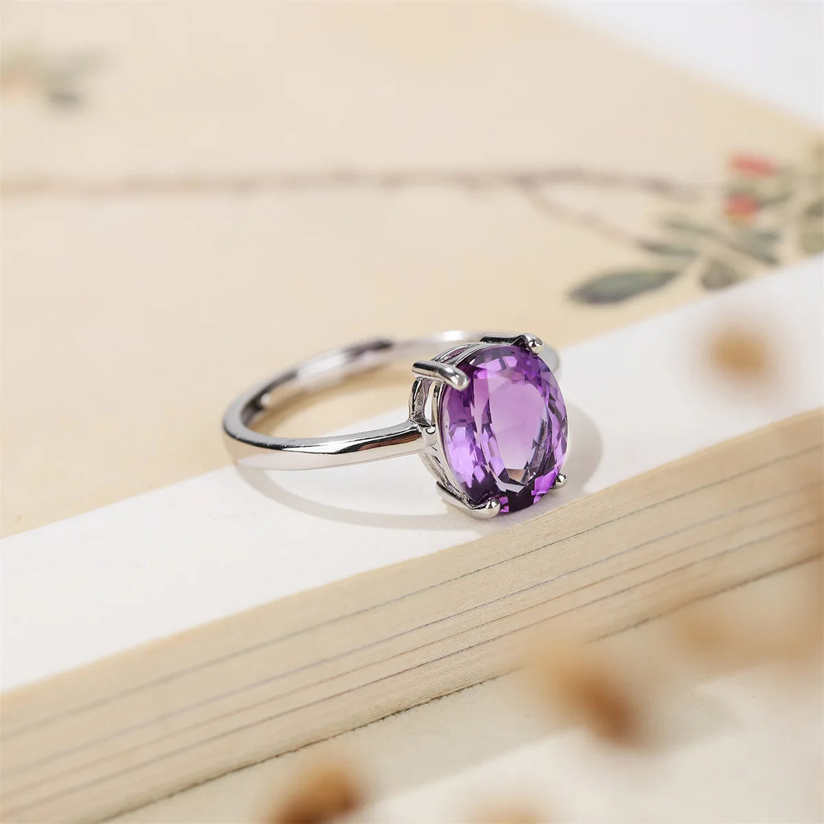 Classic Purple Amethyst Ring in 925 Sterling Silver