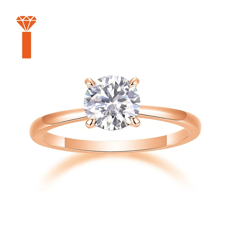 1ct Elegant Everyday & Bridal Statement Rings Minimalist 4-Prong Round-Cut Moissanite Ring, D Color VVS1 Solitaire Promise Ring