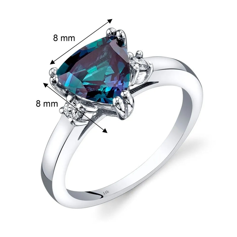 2CT Trillion-Cut Alexandrite & Oval Diamond Ring in 14K White Gold - hover