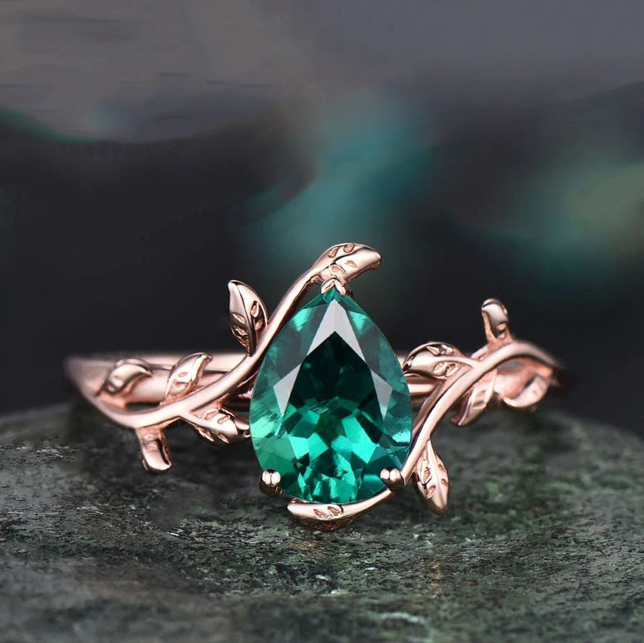 Topgemco Oval-Cut Lab-Grown Emerald & Diamond Engagement Ring in 18K Gold