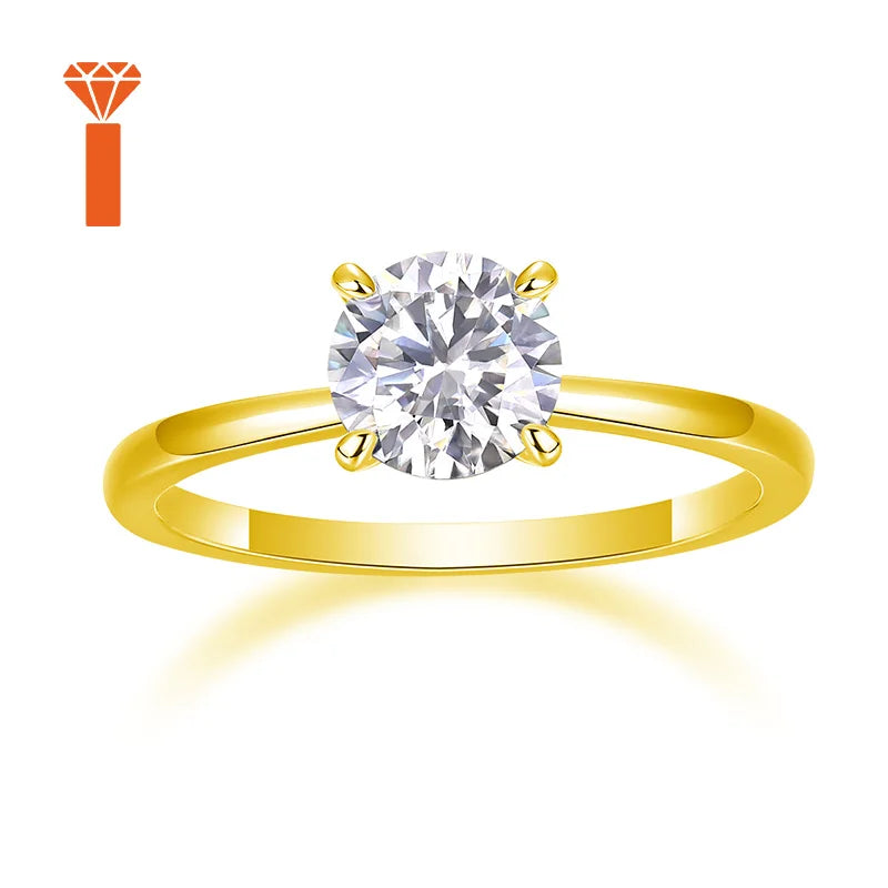 1ct Elegant Everyday & Bridal Statement Rings Minimalist 4-Prong Round-Cut Moissanite Ring, D Color VVS1 Solitaire Promise Ring