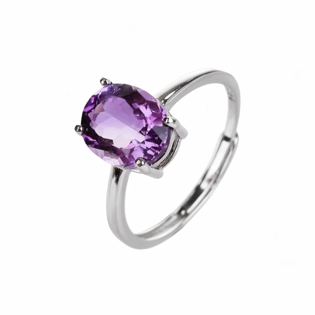 Classic Purple Amethyst Ring in 925 Sterling Silver