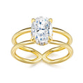 Oval Cut Prong-Set With Infinity Band Gold-Plated S925 Sterling Silver Moissanite Ring Double-Band Ring for Women Daily Ring