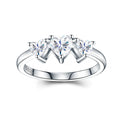 Three-Stone Heart Cut Prong-Set S925 Sterling Silver Moissanite Ring Modern Asymmetrical Promise Ring for Women  Wedding Ring