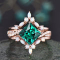 Topgemco Oval-Cut Lab-Grown Emerald & Diamond Engagement Ring in 18K Gold