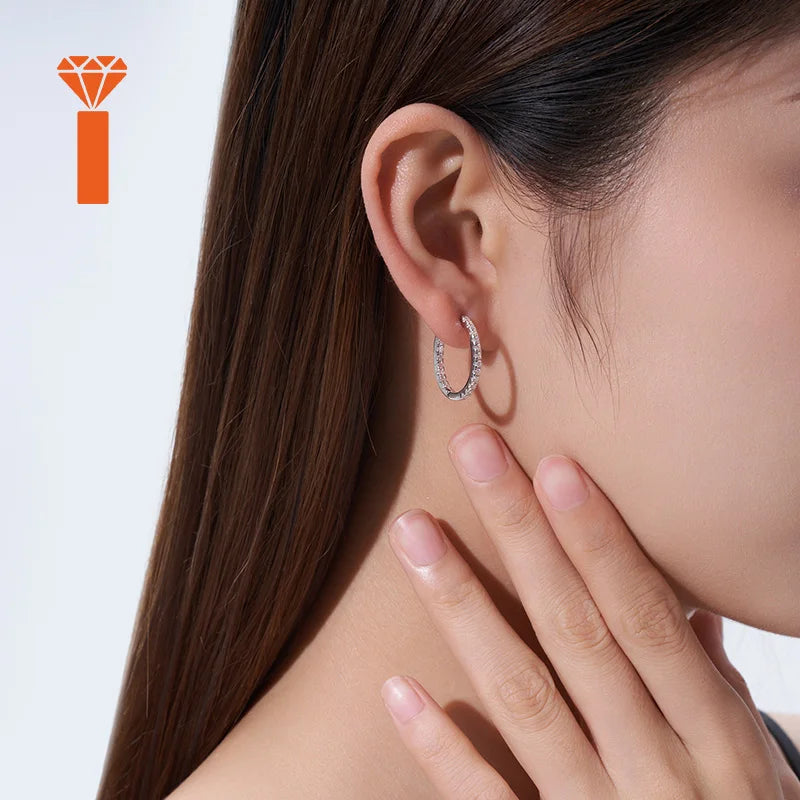 2026 Factory Price Hot Sale Continuous Pave Huggie Moissanite Statement Earrings Everyday Wear High Shine Moissanite Earrings
