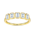Emerald Cut 5-Stone Bezel Set Gold-Plated S925 Sterling Silver Moissanite Band Luxury  Stackable Eternity Ring for Women Ring