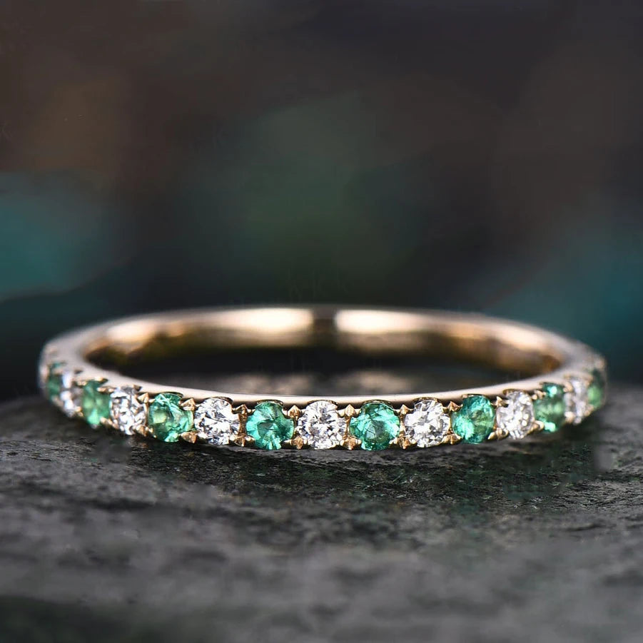 Topgemco Oval-Cut Lab-Grown Emerald & Diamond Engagement Ring in 18K Gold