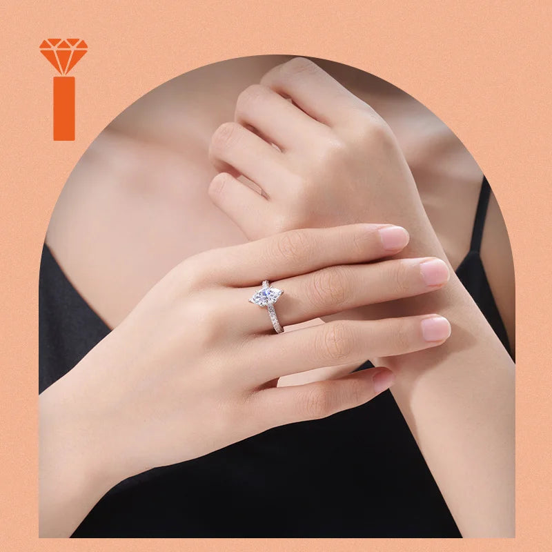 Sleek Contemporary Statement Rings D Color VVS1 Solitaire Design,  Marquise-Cut Moissanite Ring with Pave-Set Band