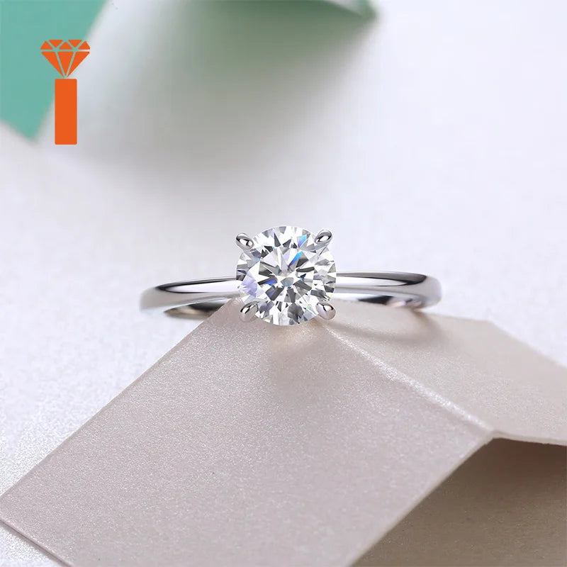 1ct Elegant Everyday & Bridal Statement Rings Minimalist 4-Prong Round-Cut Moissanite Ring, D Color VVS1 Solitaire Promise Ring