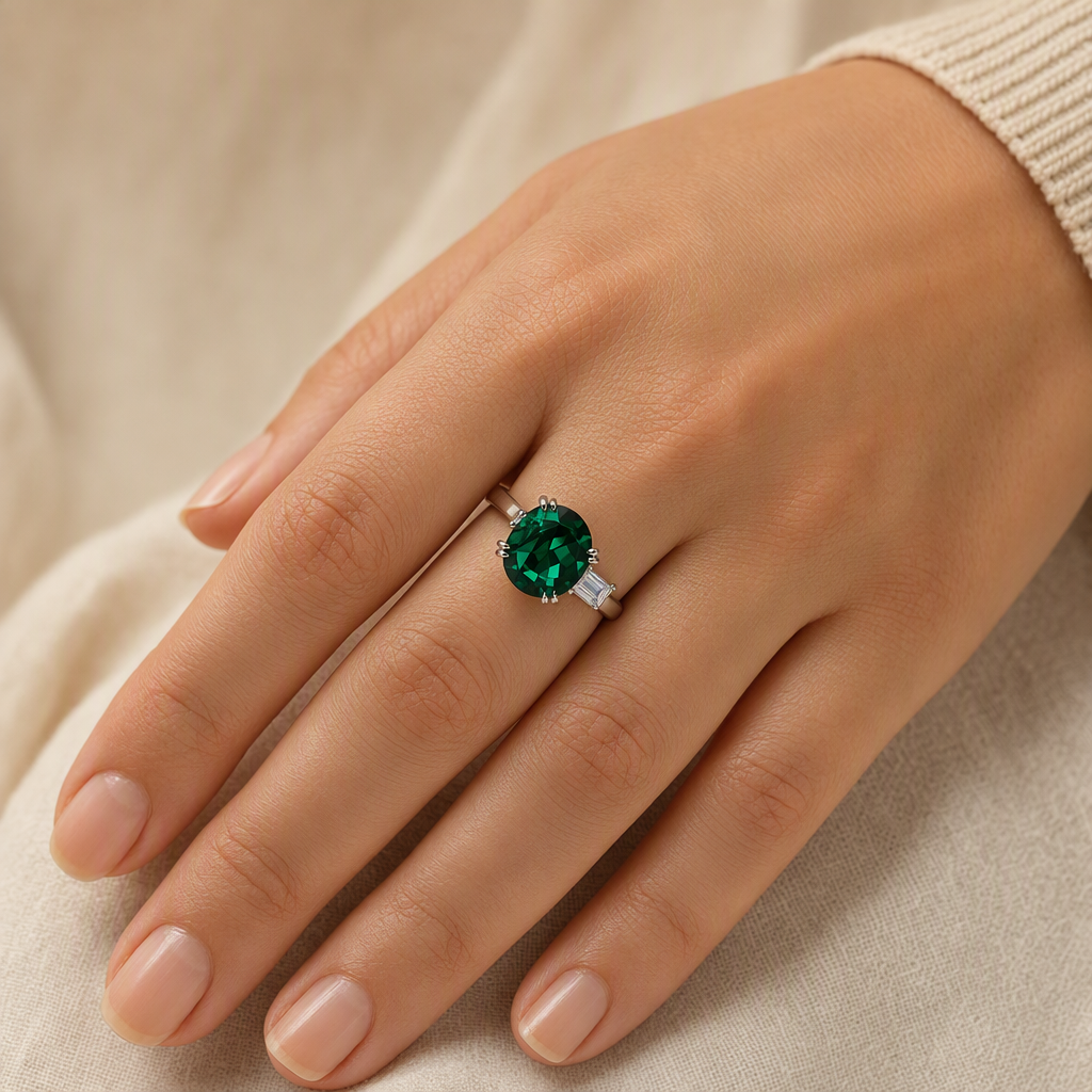 Lab-Grown Emerald Ring for Women lifestyle photo